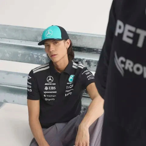 Mercedes AMG | Men's Polo Shirt with Waffle Construction & Breathable Fit | Perfect for F1 Fans 9
